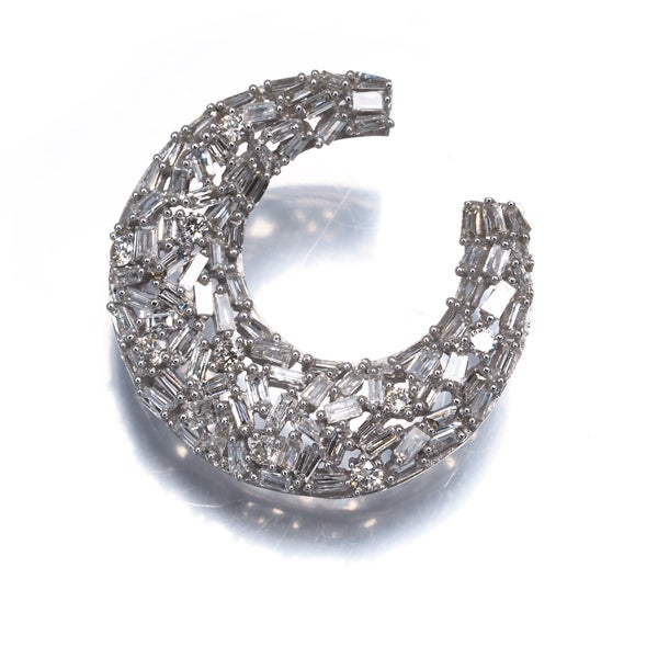  ダイヤ 0.50ct テーパーカット 3種カット ムーン  ペンダントトップ K18WG 