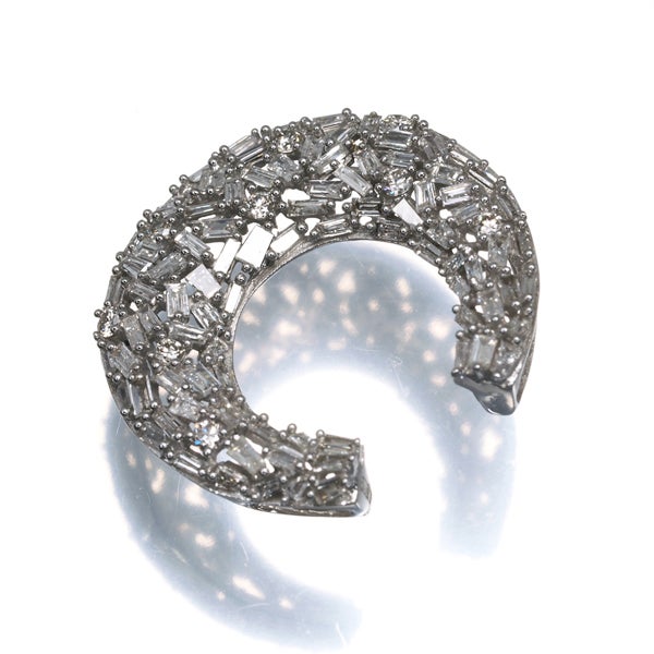  ダイヤ 0.50ct テーパーカット 3種カット ムーン  ペンダントトップ K18WG 