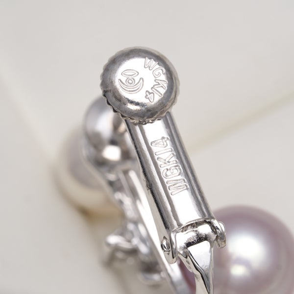 タサキ イヤリング アコヤ真珠 5.3-6.2mm ダイヤ 0.06ct フラワー 揺れる K18WG/K14WG