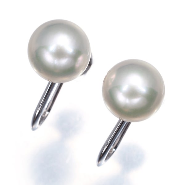 ミキモト イヤリング  アコヤ真珠 8.2mm  一粒 K18WG 