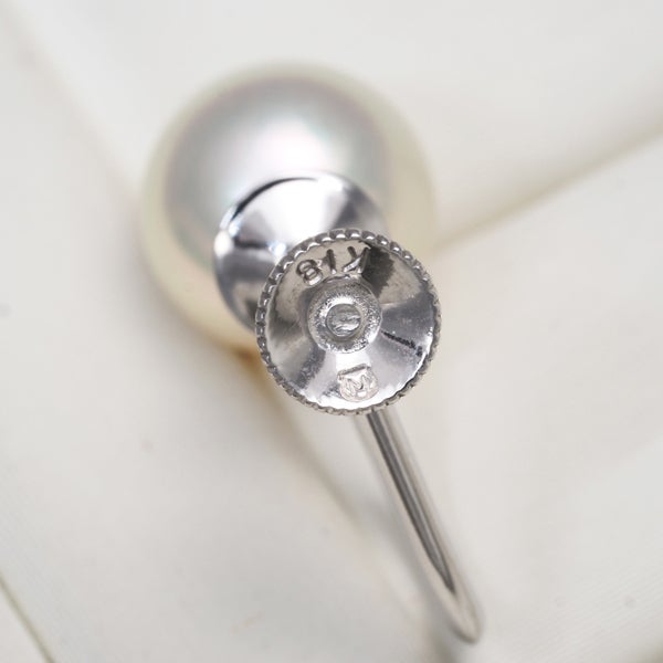 ミキモト イヤリング  アコヤ真珠 8.2mm  一粒 K18WG 