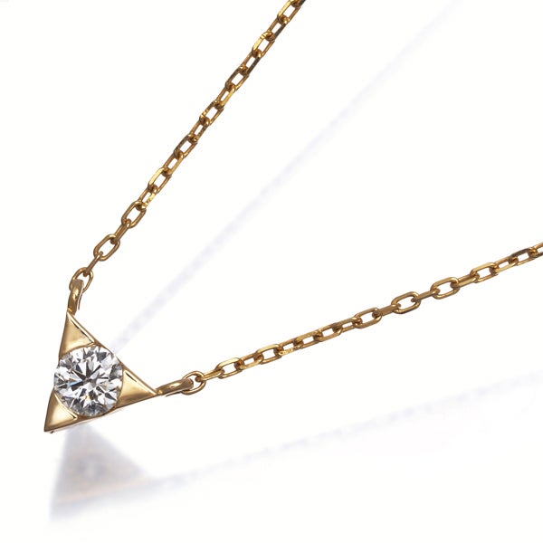 エテ ネックレス  ダイヤ 0.11ct グランハリコッツ 一粒　トライアングル K18YG 
