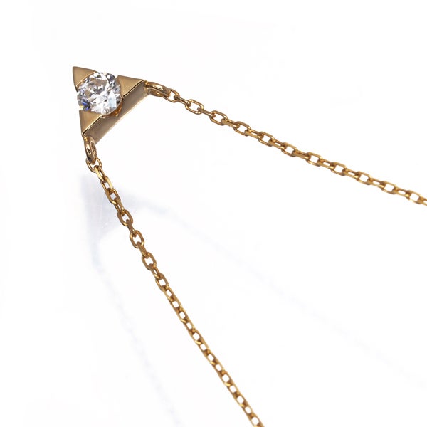 エテ ネックレス  ダイヤ 0.11ct グランハリコッツ 一粒　トライアングル K18YG 