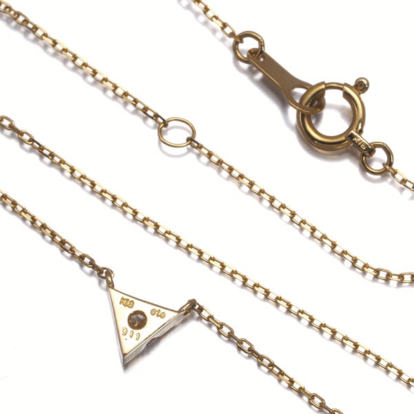 エテ ネックレス  ダイヤ 0.11ct グランハリコッツ 一粒　トライアングル K18YG 