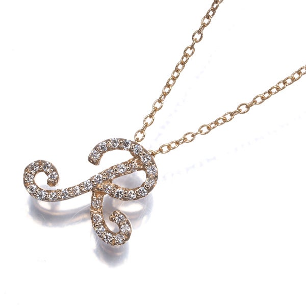ポンテヴェキオ ネックレス  ダイヤ 0.17ct  イニシャル R K18PG 