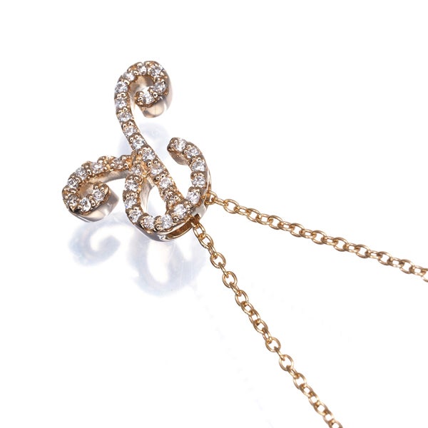 ポンテヴェキオ ネックレス  ダイヤ 0.17ct  イニシャル R K18PG 