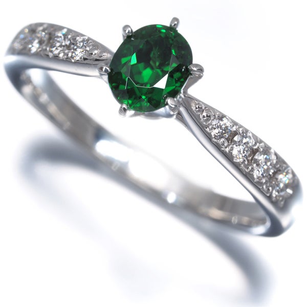 タサキ リング  グリーンガーネット 0.535ct  ダイヤ 0.10ct  10号 Pt950 
