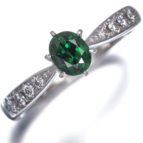 タサキ リング  グリーンガーネット 0.535ct  ダイヤ 0.10ct  10号 Pt950 