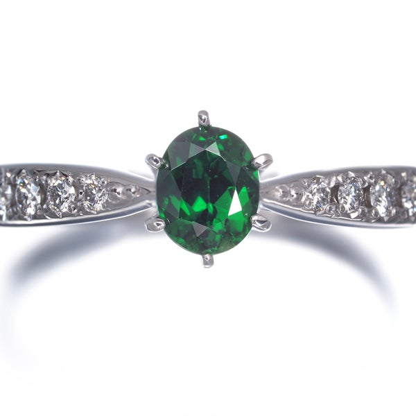 タサキ リング  グリーンガーネット 0.535ct  ダイヤ 0.10ct  10号 Pt950 
