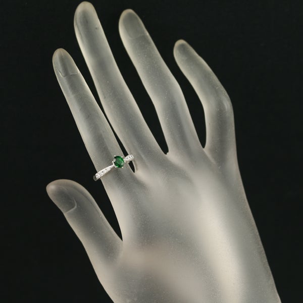 タサキ リング  グリーンガーネット 0.535ct  ダイヤ 0.10ct  10号 Pt950 
