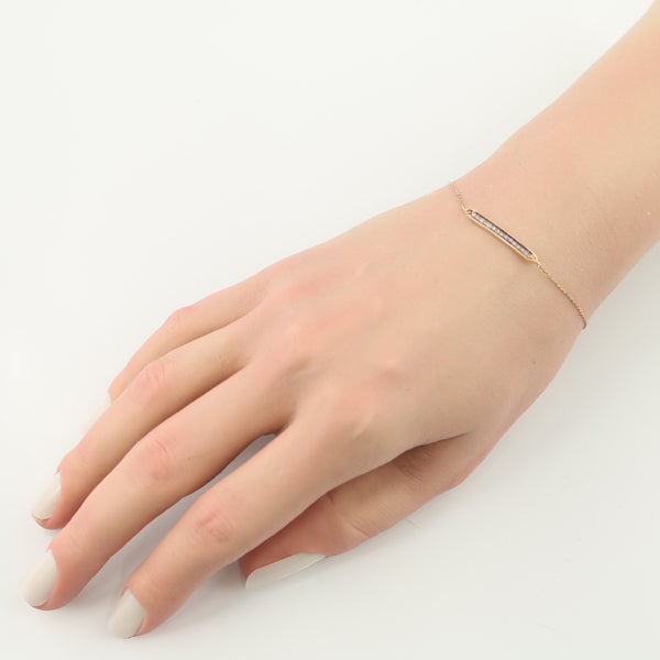 アガット ブレスレット  ラブラドライト  バー K10YG 