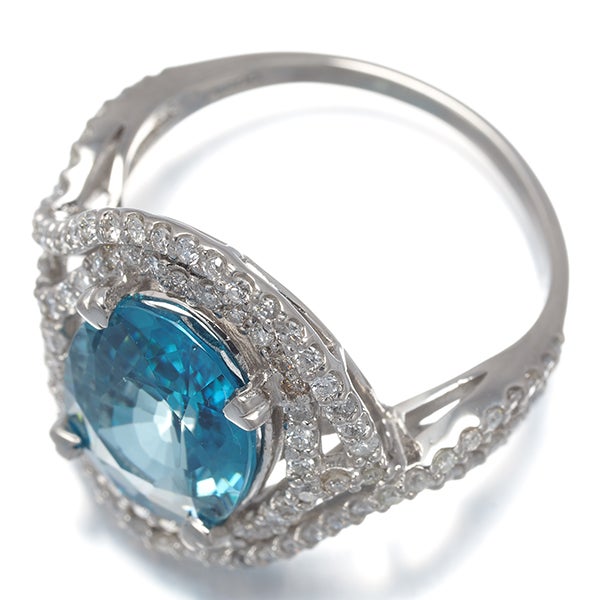 ブルー ジルコン 5.292ct  ダイヤ 0.90ct   リング Pt900 ソーティング