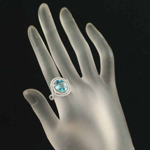 ブルー ジルコン 5.292ct  ダイヤ 0.90ct   リング Pt900 ソーティング