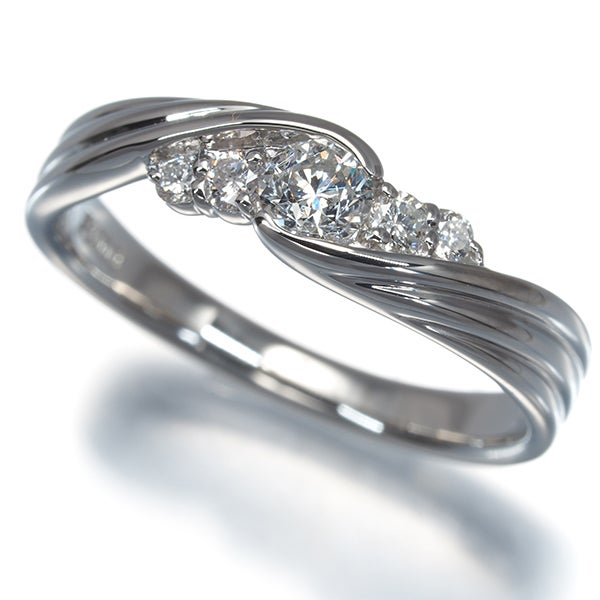  ダイヤ 0.26ct ウェーブ 5P  リング Pt900 