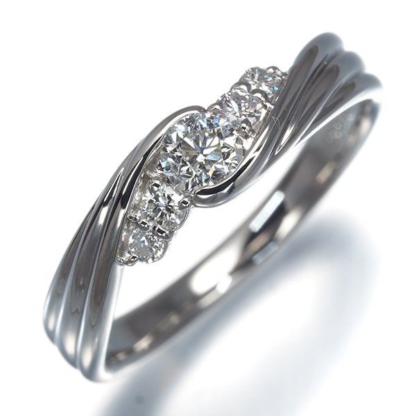  ダイヤ 0.26ct ウェーブ 5P  リング Pt900 