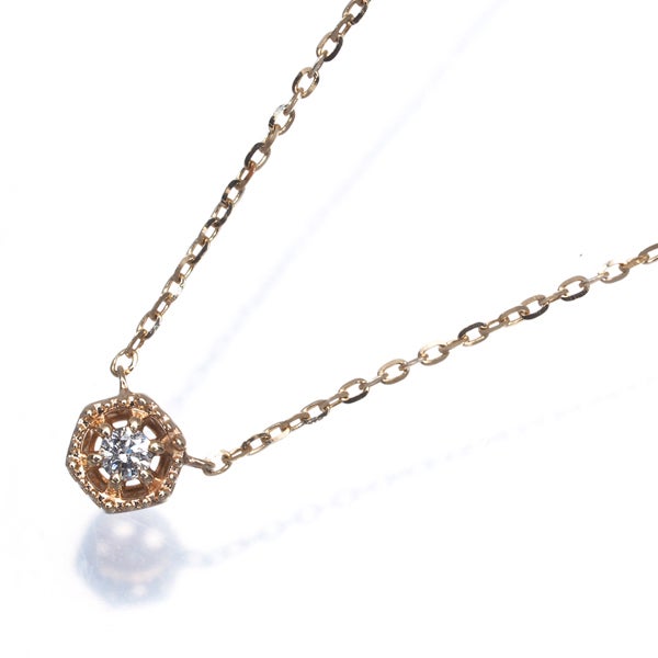 アガット ネックレス  ダイヤ 0.02ct  一粒 K10YG 