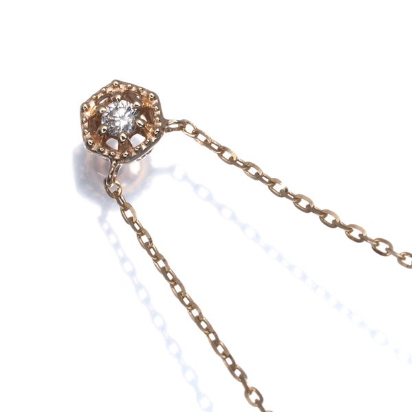 アガット ネックレス  ダイヤ 0.02ct  一粒 K10YG 