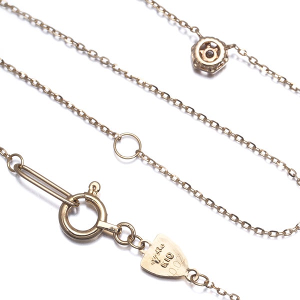 アガット ネックレス  ダイヤ 0.02ct  一粒 K10YG 
