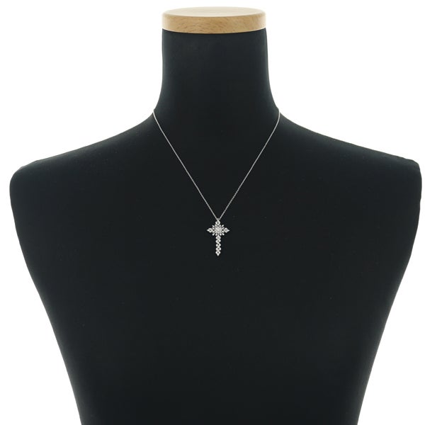  ダイヤ 0.60ct クロス パヴェ  ネックレス K18WG 