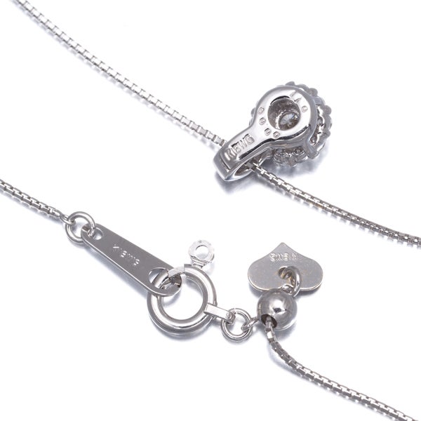  ダイヤ 0.11ct/0.09ct フラワー パヴェ サークル  ネックレス K18WG 