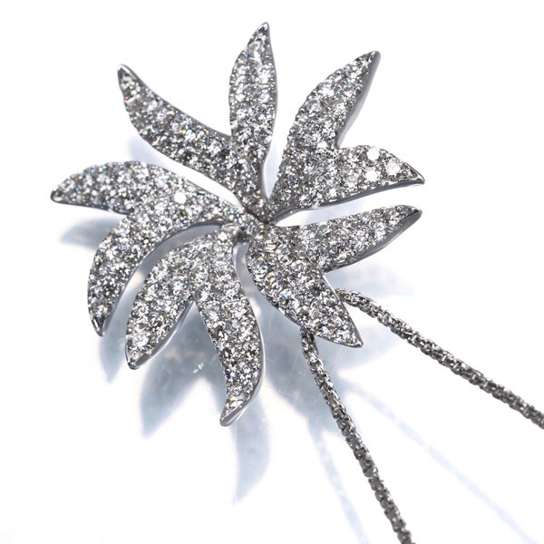  ダイヤ 0.76ct フラワー  ネックレス K18WG ソーティング