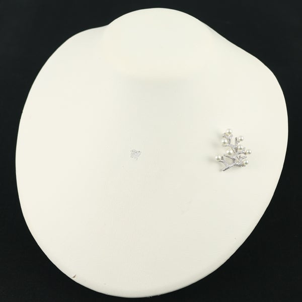 ミキモト ブローチ  アコヤ真珠 3.7-4.8mm  ダイヤ 幸福の木  K18WG 