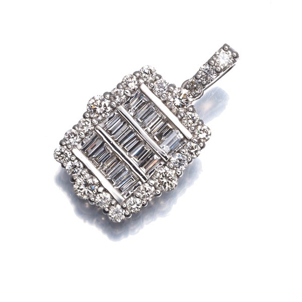  ダイヤ 1.00ct バゲット 2種カット クラシック  ペンダントトップ Pt900 