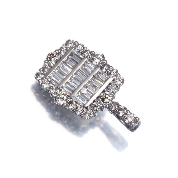 ダイヤ 1.00ct バゲット 2種カット クラシック  ペンダントトップ Pt900 