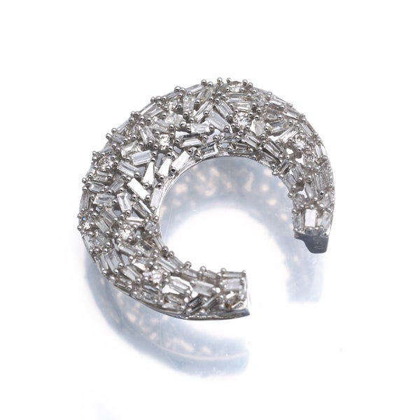  ダイヤ 0.50ct ムーン テーパー 2種カット  ペンダントトップ K18WG 