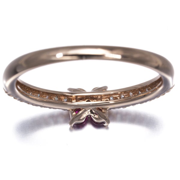 ポンテヴェキオ リング  ルビー 0.18ct  ダイヤ 0.18ct  フラワー 9号 K18YG 