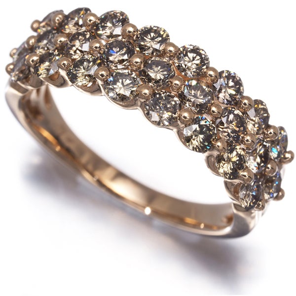 ブラウン ダイヤ 1.46ct パヴェ  リング K18PG 