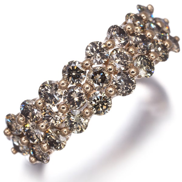ブラウン ダイヤ 1.46ct パヴェ  リング K18PG 