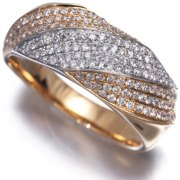  ダイヤ 0.62ct パヴェ コンビカラー  リング K18PG/WG 