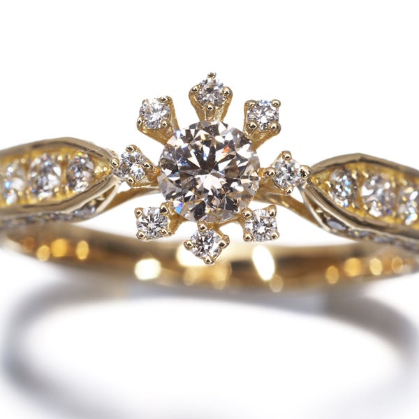  ダイヤ 0.75ct フラワー  リング K18YG 