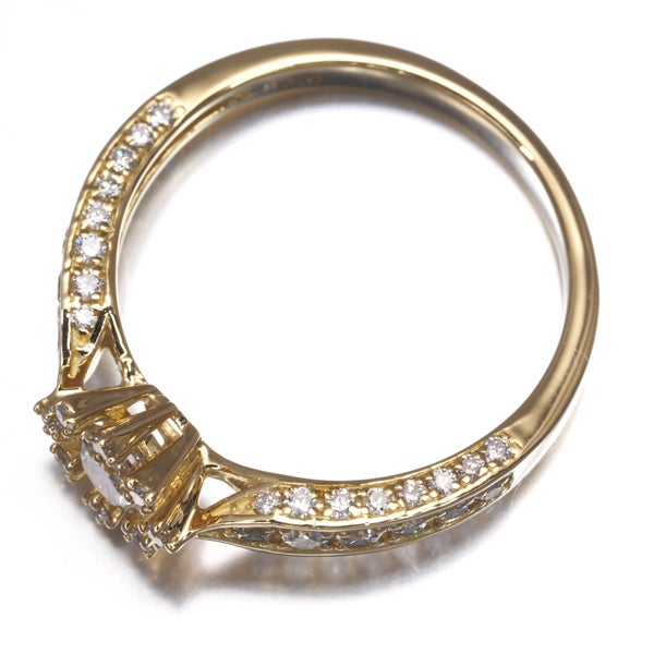  ダイヤ 0.75ct フラワー  リング K18YG 