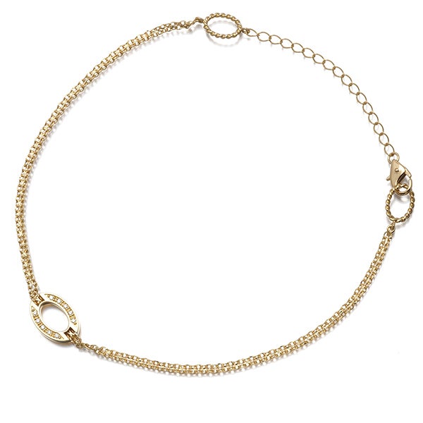 SJX アンクレット  ダイヤ 0.04ct  オーバル K18YG 