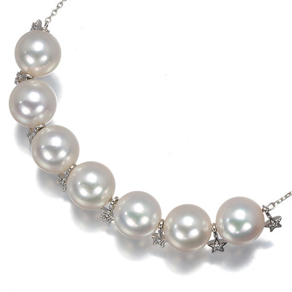 スタージュエリー ネックレス  アコヤ真珠 7.4mm  ダイヤ 0.02ct   Pt950 