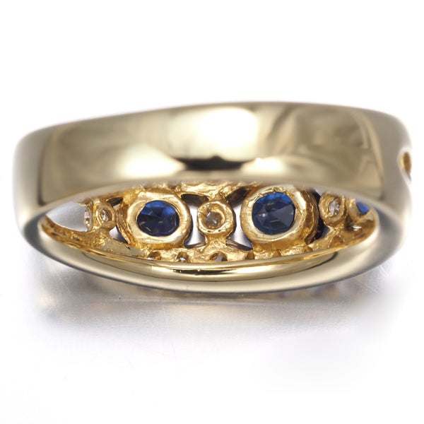  サファイア 0.82ct  ダイヤ 0.30ct オーバルカット  リング K18YG 