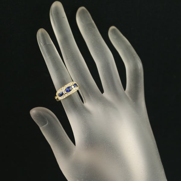  サファイア 0.82ct  ダイヤ 0.30ct オーバルカット  リング K18YG 