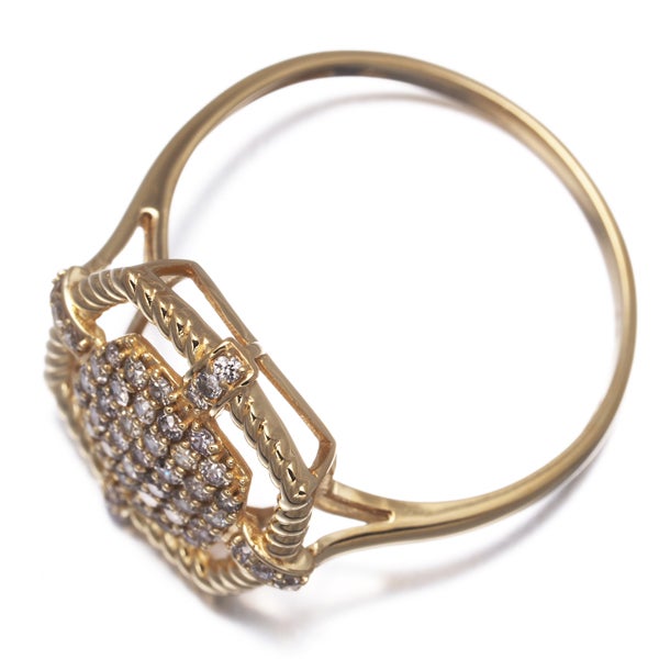 ライトブラウン ダイヤ 0.3ct パヴェ  リング K18YG 