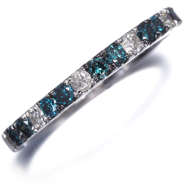 ブルー＆クリア ダイヤ 0.50ct ブルー＆クリア  リング K18WG/ブラックコーティング ソーティング