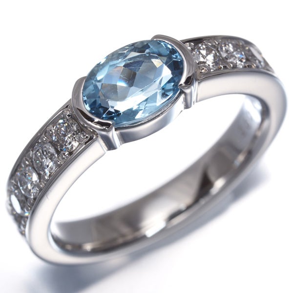  アクアマリン 0.95ct  ダイヤ 0.50ct   リング Pt900 