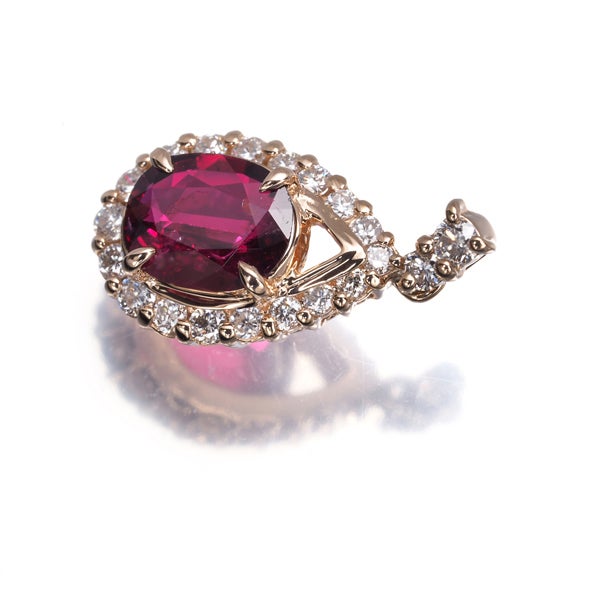  ルビー 0.95ct  ダイヤ0.37ct ティアドロップ  ペンダントトップ K18PG ソーティング