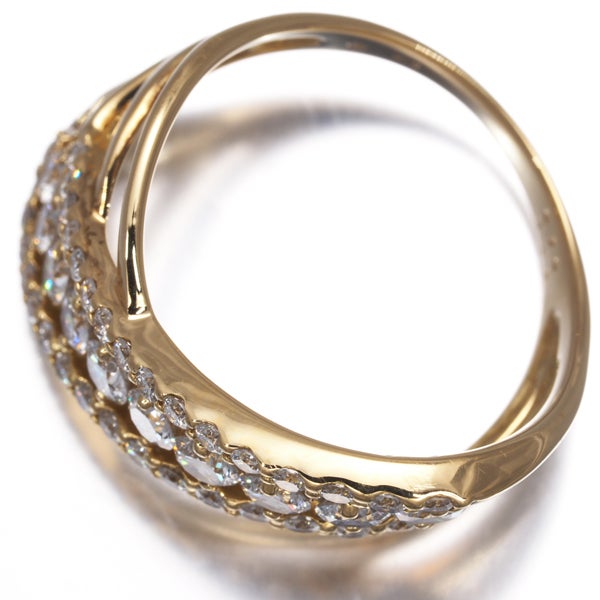  ダイヤ 0.70ct/0.40ct 透かし  リング K18YG 