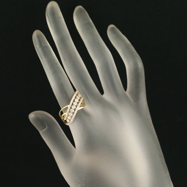  ダイヤ 0.70ct/0.40ct 透かし  リング K18YG 
