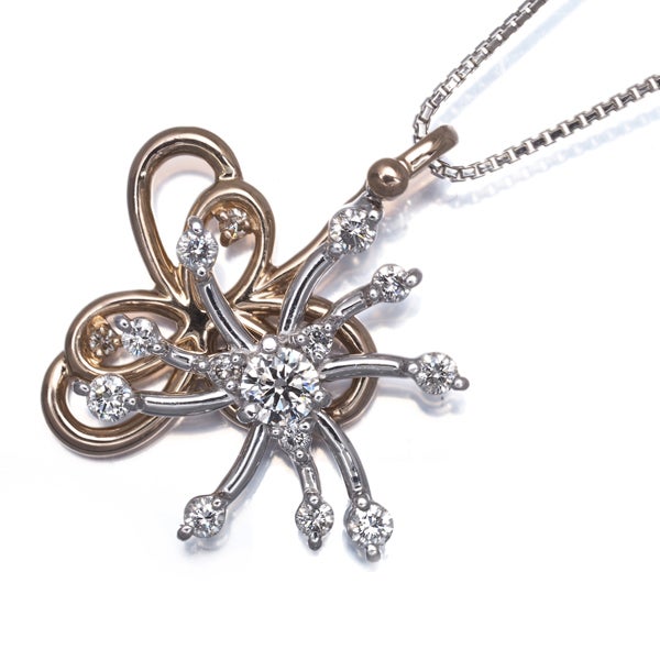  ダイヤ 0.50ct コンビカラー スウィング  ネックレス K18WG/PG 