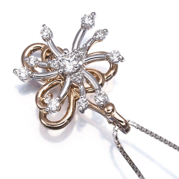  ダイヤ 0.50ct コンビカラー スウィング  ネックレス K18WG/PG 