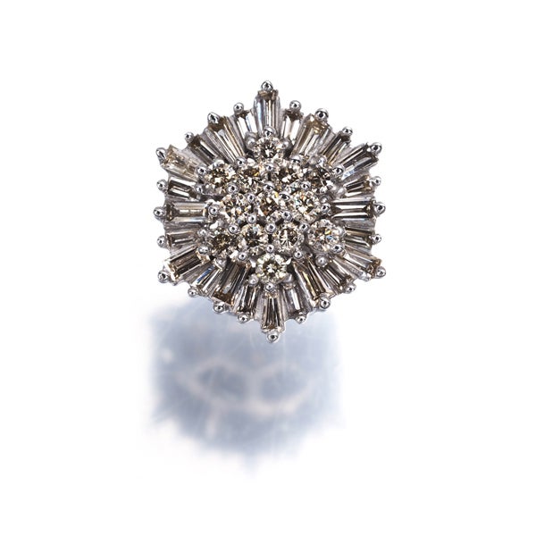  ブラウンダイヤ 0.58ct テーパーカット 2種カット  ペンダントトップ K18WG 