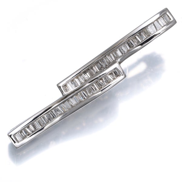  ダイヤ 0.30ct テーパーバゲットカット  ペンダントトップ K18WG 