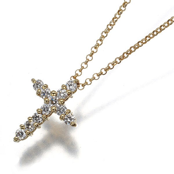 ジャスティンデイビス ネックレス  ダイヤ 0.17ct  クロス K18YG 